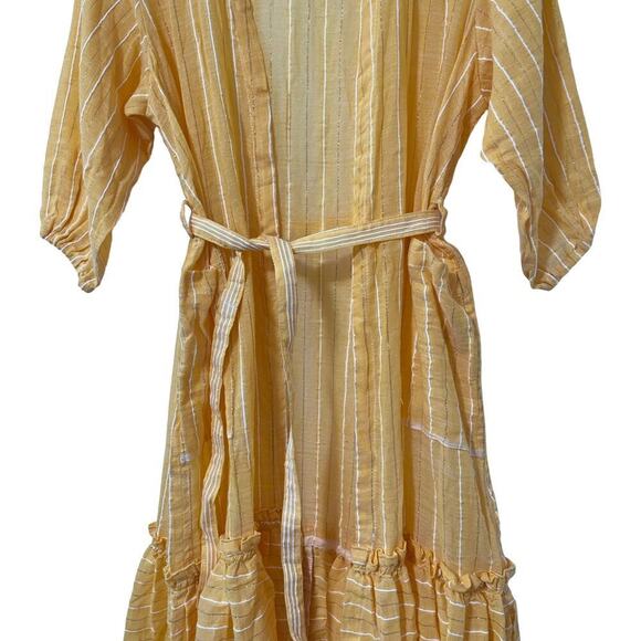 Lemlem Matara Robe Belted Maxi Dress Size S Yellow Beachy Swim Cover Up NWOT - Picture 5 of 9